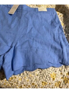 Abercrombie & Fitch Light Blue Linen Scallop Hem Shorts